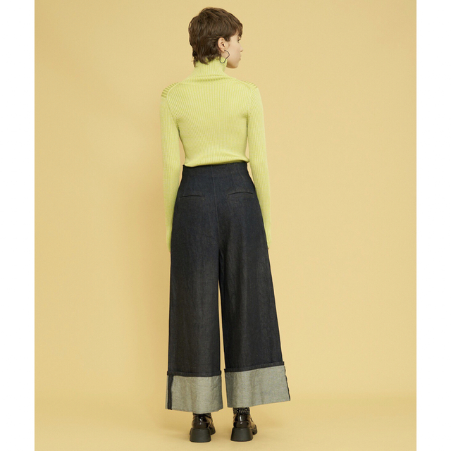 ランバンオンブルー 人気完売 ロールアップワイドデニムパンツ