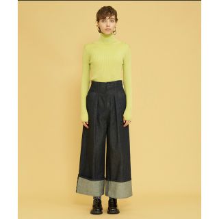 ランバンオンブルー(LANVIN en Bleu)のランバンオンブルー　人気完売　ロールアップワイドデニムパンツ(デニム/ジーンズ)