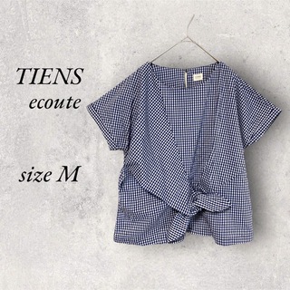 ティアンエクート(TIENS ecoute)のTIENS  ecoute ブルー　ストライプシャツ　size M(シャツ/ブラウス(半袖/袖なし))