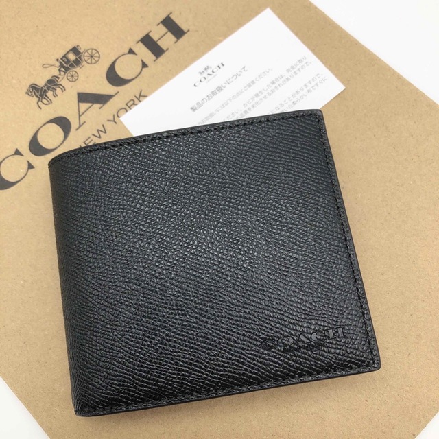 【COACH☆新品】コイン ウォレット クロスグレイン レザー☆ブラック☆財布☆