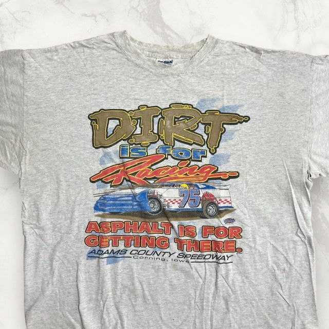 HKR ビンテージ 90s グレー DIRT　カー　レース　オート　車 Tシャツ メンズのトップス(Tシャツ/カットソー(半袖/袖なし))の商品写真