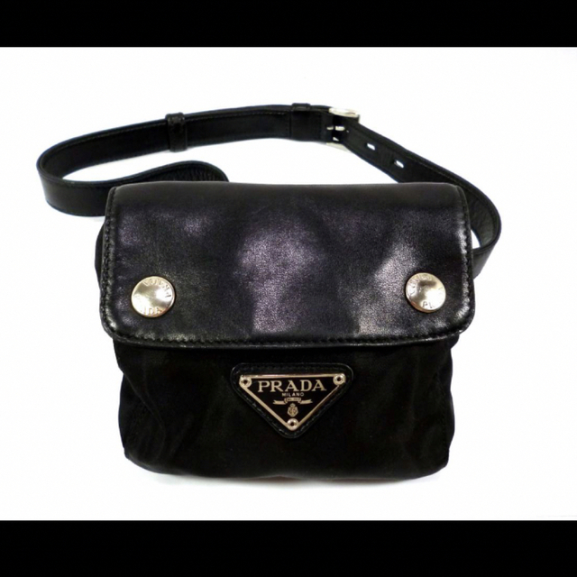 PRADA プラダ ショルダー バッグ ウエスト ボディ ブラック 黒 ナイロン-