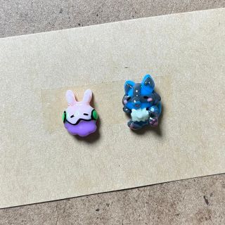 ポケモン(ポケモン)の3dネイルパーツ　　オーダー【ゆるかわポケモン　ルカリオ　ヌメラ】(デコパーツ)