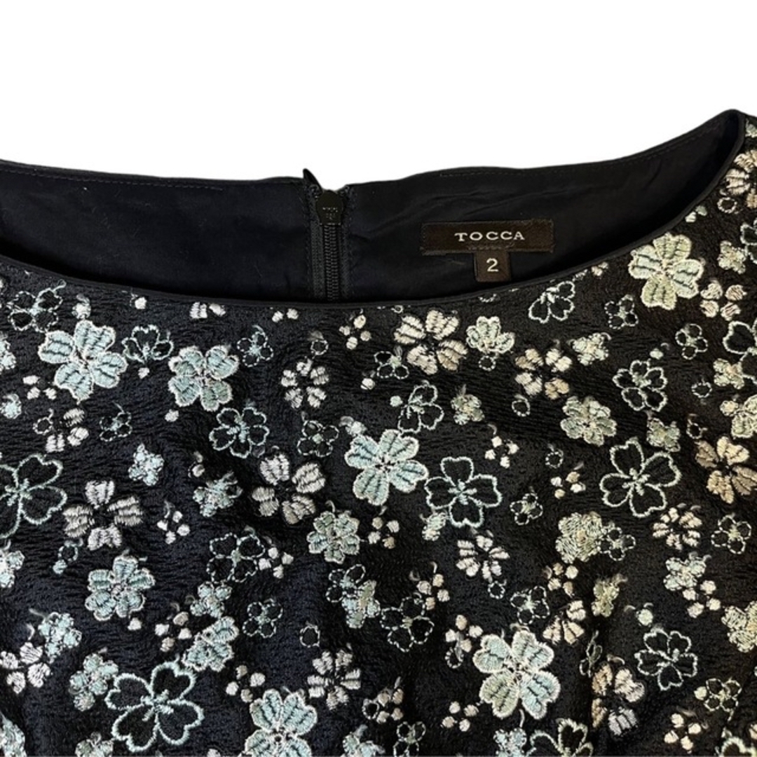 TOCCA 総刺繍　総レース　花柄　フレンチスリーブワンピース　美品