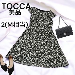 トッカ(TOCCA)のTOCCA 総刺繍　総レース　花柄　フレンチスリーブワンピース　美品(ひざ丈ワンピース)