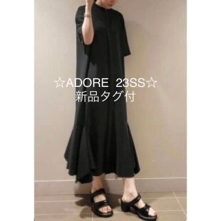 アドーア 22AW スカラップエンブロイダリーワンピース ロング 38 深緑