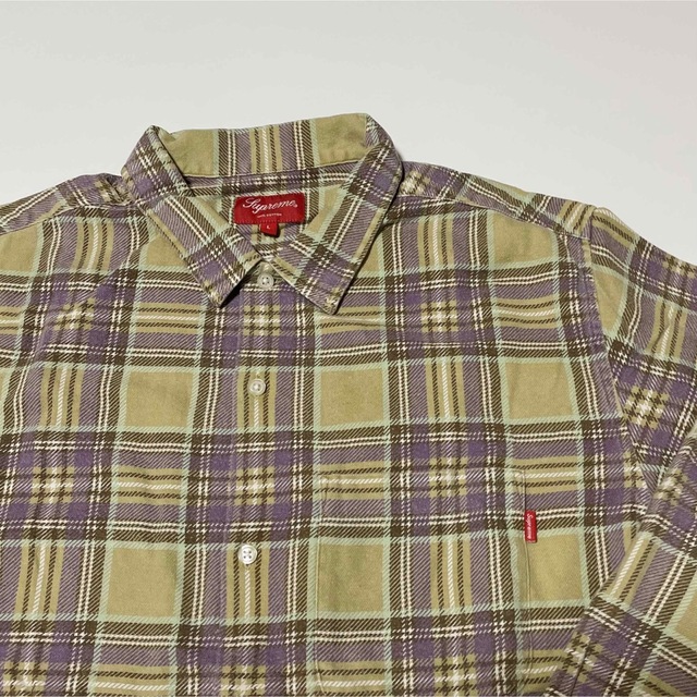 supreme printed plaid シャツ L