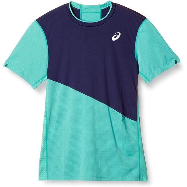 asics(アシックス)のasics アシックス テニスウェア 半袖Tシャツ2041A088青メンズL新品 スポーツ/アウトドアのテニス(ウェア)の商品写真