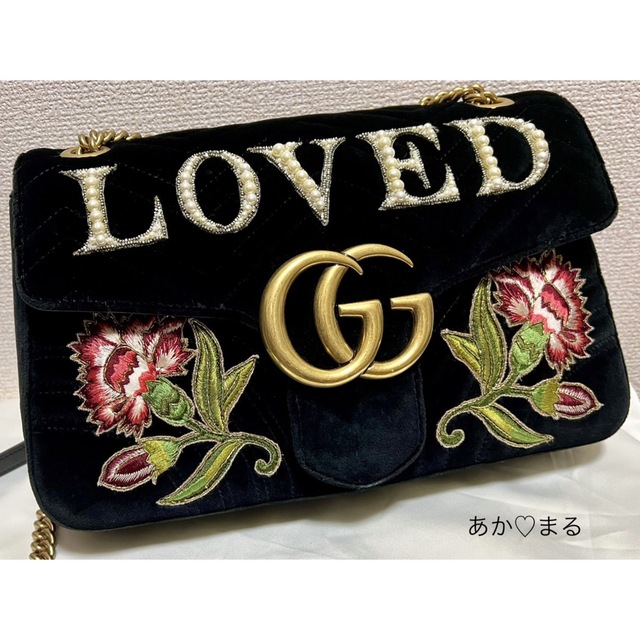 Gucci(グッチ)の【極美品】GUCCI チェーンショルダーバッグ GGマーモント LOVED レディースのバッグ(ショルダーバッグ)の商品写真