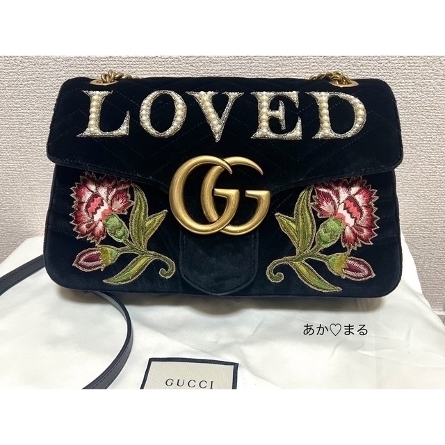 Gucci(グッチ)の【極美品】GUCCI チェーンショルダーバッグ GGマーモント LOVED レディースのバッグ(ショルダーバッグ)の商品写真