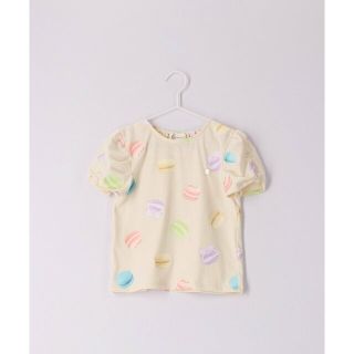 ロペピクニック(Rope' Picnic)の【クリーム系（84）】【KIDS】リンクコーデ/リボンスリーブマカロン柄カットソー(Tシャツ/カットソー)