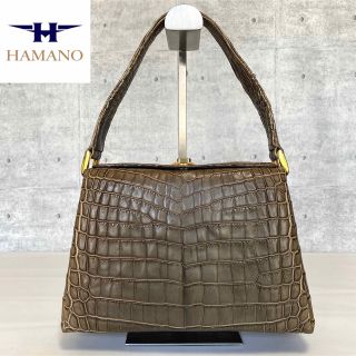 美品】ハマノ イントレチャート ショルダーバッグ 本革 ダークブラウン