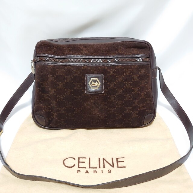 アウトレット用品 CELINE マカダム柄 馬車金具 ショルダーバッグ