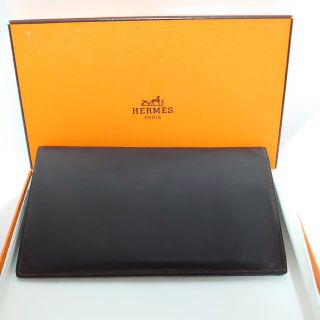 エルメス(Hermes)のHERMES 長財布 レザー 札入れ ダークブラウン(長財布)