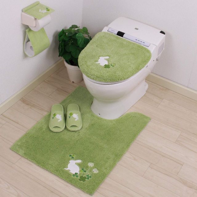 センコー ラビット ロング トイレマット 約75×60cm グリーン 幸運モチー 3