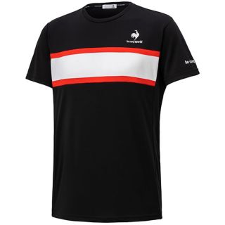 ルコックスポルティフ(le coq sportif)のルコックスポルティフ テニスウェア 半袖シャツ QTMTJA90黒 メンズL新品(ウェア)