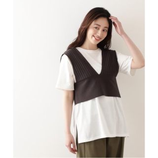 ナチュラルビューティーベーシック(NATURAL BEAUTY BASIC)の(新品) NATURAL BEAUTY BASIC ビスチェニットTシャツセット(Tシャツ(半袖/袖なし))