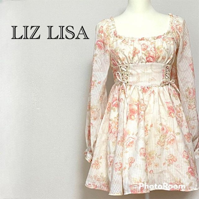 LIZ LISA 花柄　マイメロコラボワンピース　ウエスト編み上げ