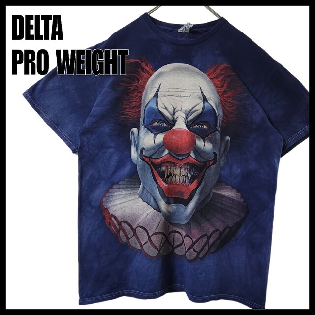 【US】 DELTA ピエロ デザインTシャツ　タイダイ　ネイビー　サイズL