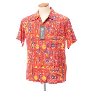 【中古】【未使用】ケオニオブハワイ サンサーフ KEONI OF HAWAII SUN SURF TIKI VILLAGE 半袖アロハシャツ レッドxイエロー【サイズM】【メンズ】(シャツ)