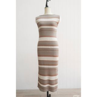 ハーリップトゥ(Her lip to)のHerlipto Cotton Striped Ribed Knit Dress(ひざ丈ワンピース)