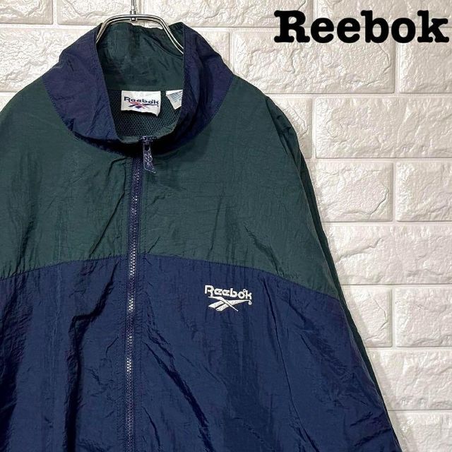 刺繍デカロゴ★リーボックReebokバイカラーナイロンジャケット オーバーサイズ