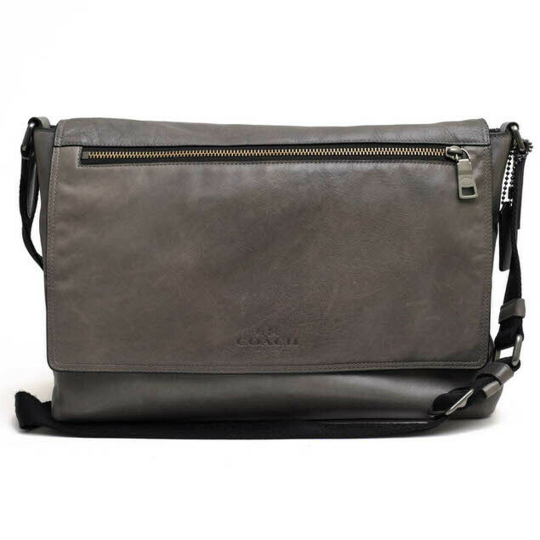 新品☆COACH(コーチ)グレー レザー ショルダーバッグ