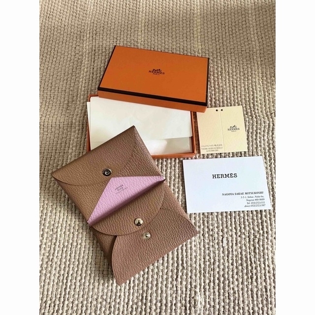 HERMES べアン　カードケース　オーストリッチ　ブラウン　名刺入れ