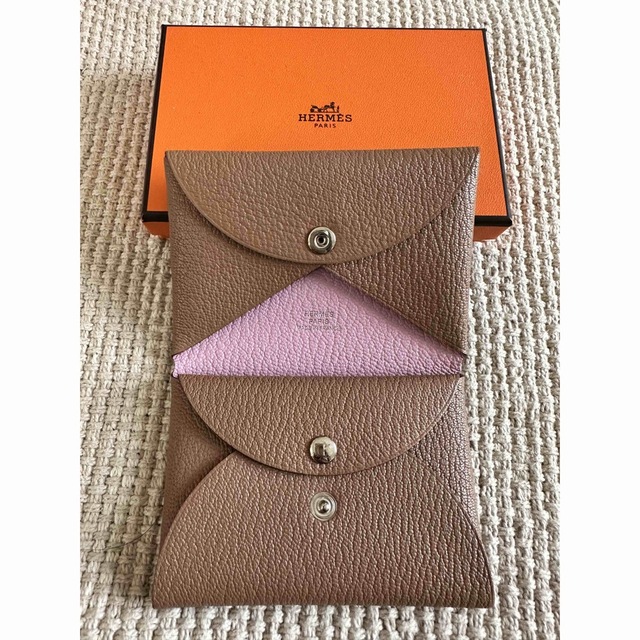 HERMES べアン　カードケース　オーストリッチ　ブラウン　名刺入れ