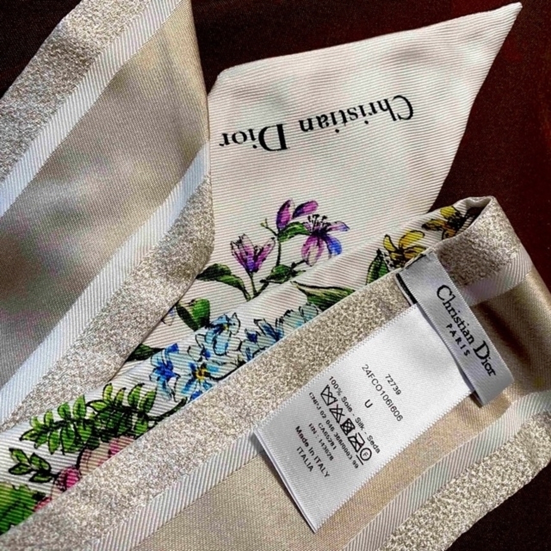 Dior ディオール D-FLORAL ミッツァ スカーフ ホワイト