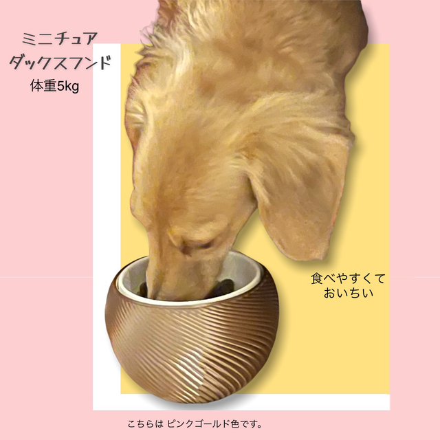 小型犬猫用 食器台 フードボウル 1個 ピンクゴールド色 2