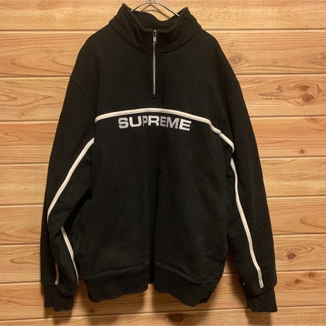 supreme 17aw ハーフジップスウェット　ロゴ　黒