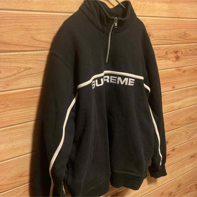 supreme 17aw ハーフジップスウェット　ロゴ　黒