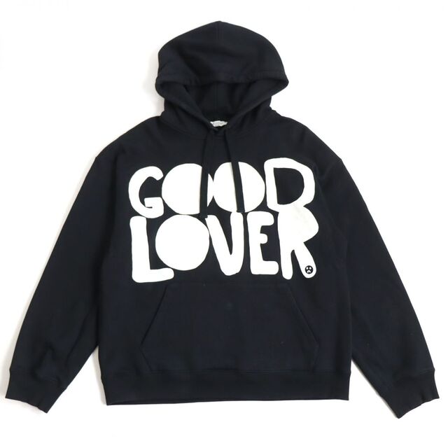 良品◆VALENTINO ヴァレンティノ UV0MF15P6V2 GOOD LOVER コットン100％ プルオーバーパーカー ブラック M イタリア製 メンズ 正規品