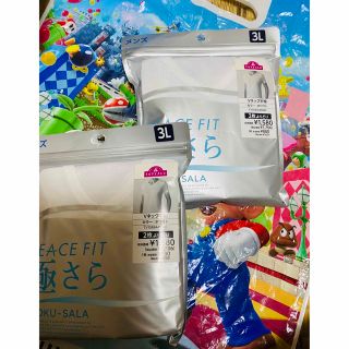 イオン(AEON)のメンズ　大きい服　半袖　Vネック　半袖　シャツ　3L 2枚組　新品　インナー(Tシャツ/カットソー(半袖/袖なし))