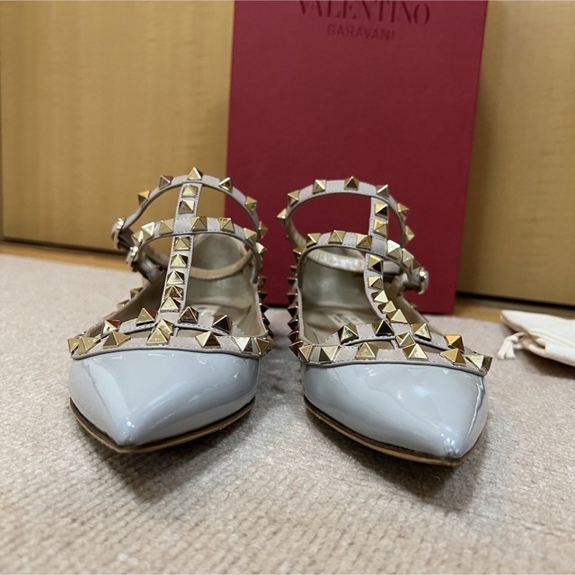 ロックスタッズ エナメル ストラップ パンプス バレリーナ 35-eastgate.mk
