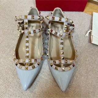 ロックスタッズ エナメル ストラップ パンプス バレリーナ 35