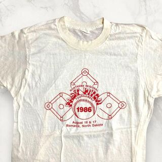 HJU - 古着 80s  白 イーストピッチ　野球　ビンテージ Tシャツ(Tシャツ/カットソー(半袖/袖なし))