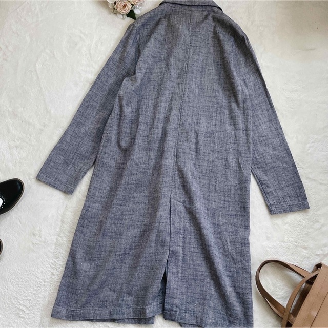 【美品】evam eva エヴァムエヴァ リネン コットン ステンカラーコート