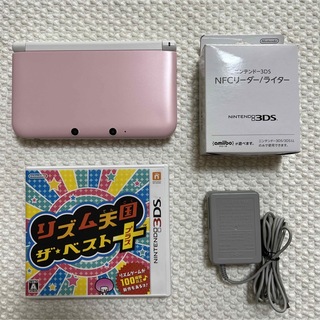 ニンテンドー3DS(ニンテンドー3DS)のニンテンドー3DSLL  ピンク　リズム天国ザベストプラス　付属品  amibo(携帯用ゲーム機本体)