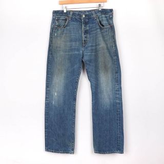 リーバイス(Levi's)のリーバイス デニムパンツ ジーンズ 501 ボタンフライ ダメージ ストレート ボトムス アメリカ古着 メンズ W36L30サイズ ブルー Levi's(ジャージ)