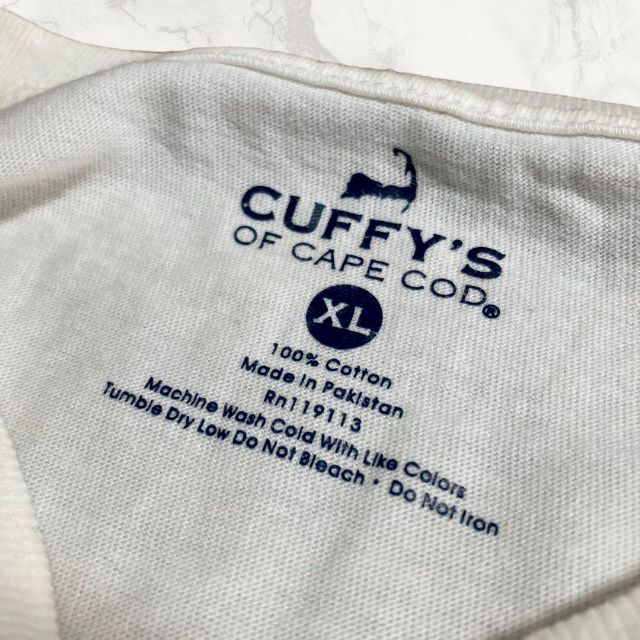 HJM CUFFYS 古着  パキ製 白 ヨット　サーフ　ビーチ　ロゴ Tシャツ メンズのトップス(Tシャツ/カットソー(半袖/袖なし))の商品写真