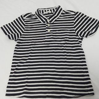 ジーユー(GU)のGU 半袖 ポロシャツ 120 白黒 ボーダー tシャツ(Tシャツ/カットソー)