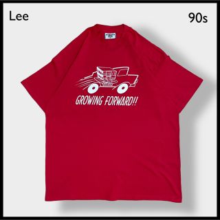 リー(Lee)の【Lee】90s USA製 ロゴ プリント Tシャツ  半袖 レッド US古着(Tシャツ/カットソー(半袖/袖なし))