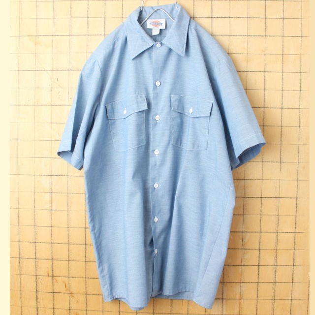 USA製DickiesディッキーズシャンブレーワークシャツブルーM半袖 ss57