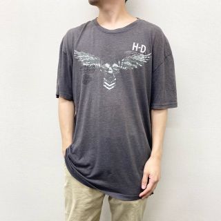 ハーレー(Hurley)のUS古着 ハーレー ダビッドソン HARLEY-DAVIDSON Tシャツ 半袖 QUAID TEMECULA ロゴ サイズ：メンズ XL相当 ビッグサイズ チャコールグレー【中古】(Tシャツ/カットソー(半袖/袖なし))