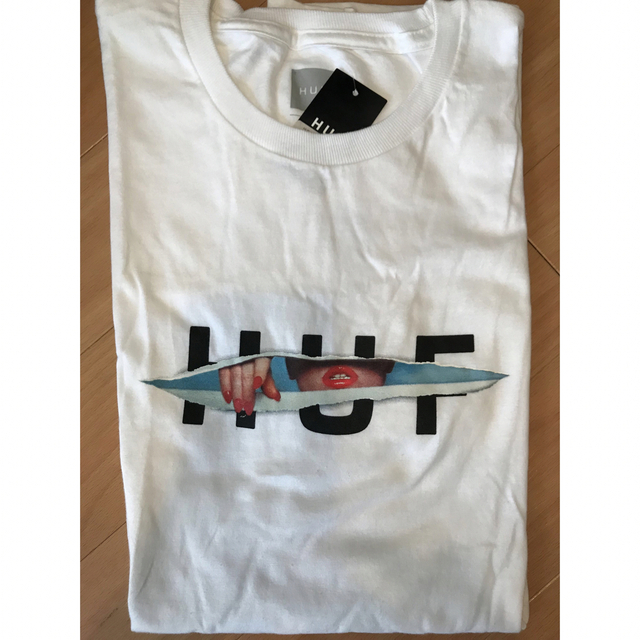 HUF Tシャツ XL OG LOGO RIPPED TEE リペッド ホワイト