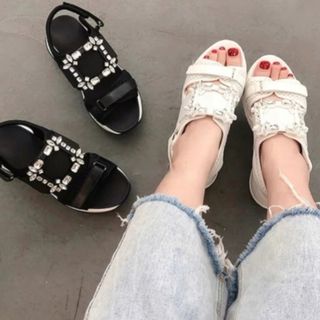 ザラ(ZARA)のビジュー サンダル 厚底 37 23.5 ZARA好き(サンダル)