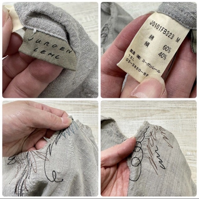 Jurgen Lehl - ヨーガンレール 刺繍 ドレス コットン シルク ネップ