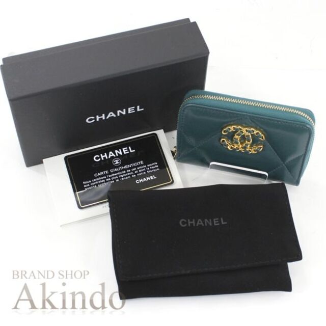 【新品】CHANEL シャネル 19 コインケース ラムスキン 緑 グリーン ココマーク コインパース AP0949 ラウンドファスナー 小銭入れ レディース メンズ レザー 本革 CHANEL ミニ財布 カードケース コンパクト ミニ ウォレット ブランド プレゼント【